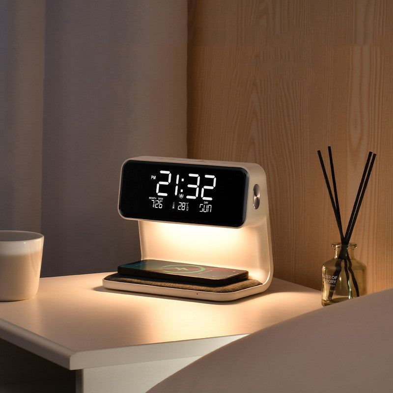 Mosrugs | 3-in-1 Bedside Lamp with Wireless Charger – LCD Alarm Clock & Touch Dimmable LED Table Lamp