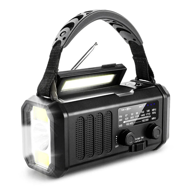 Mosrugs | Solar Emergency Radio with Power Bank – Hand Crank & LED Torch for Camping and Outdoor Use