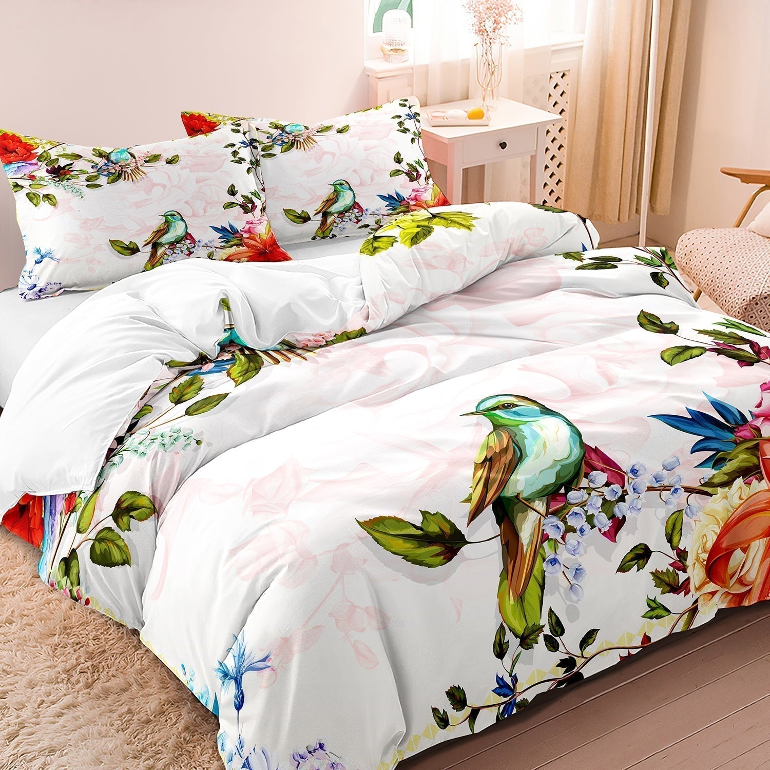 Mosrugs | FlightBloom - Luxurious Floral and Bird Bedding