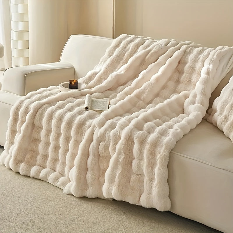 Mosrugs | FleeceHaven - Luxuriously Soft Bubble Fleece Blanket for Relaxing
