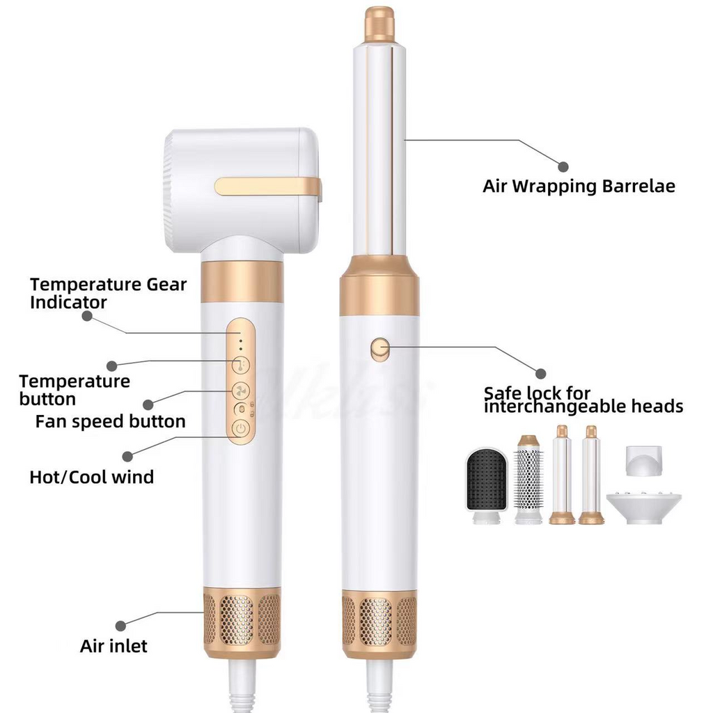 Mosrugs | 7-in-1 Airwrap Hair Styler | Multi-Functional Styling Tool for Curls, Waves & Straightening