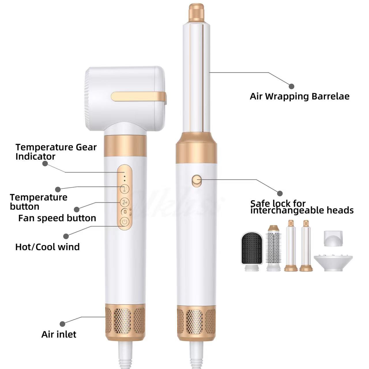 Mosrugs | 7-in-1 Airwrap Hair Styler | Multi-Functional Styling Tool for Curls, Waves & Straightening