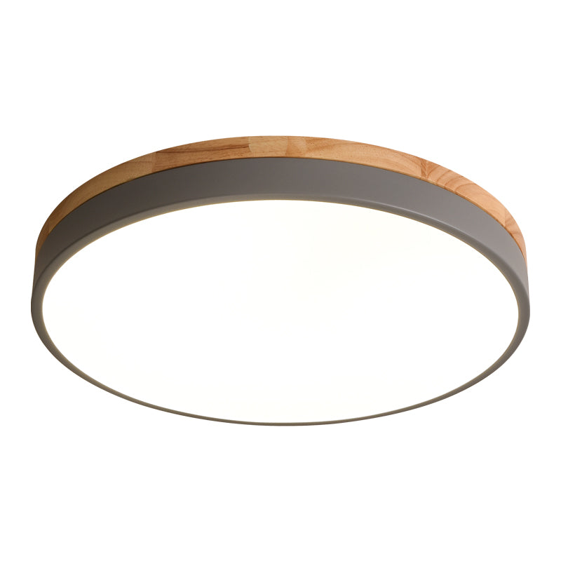Mosrugs | Wooden Round Shape Flush Ceiling Light | LED. Solid Wood & Iron for Living Room. Dining Room & Hallway