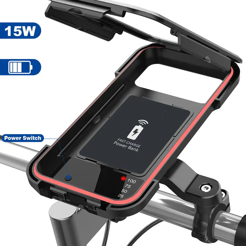 Mosrugs | 15W Power Bank Waterproof Bike Handlebar Phone Mount