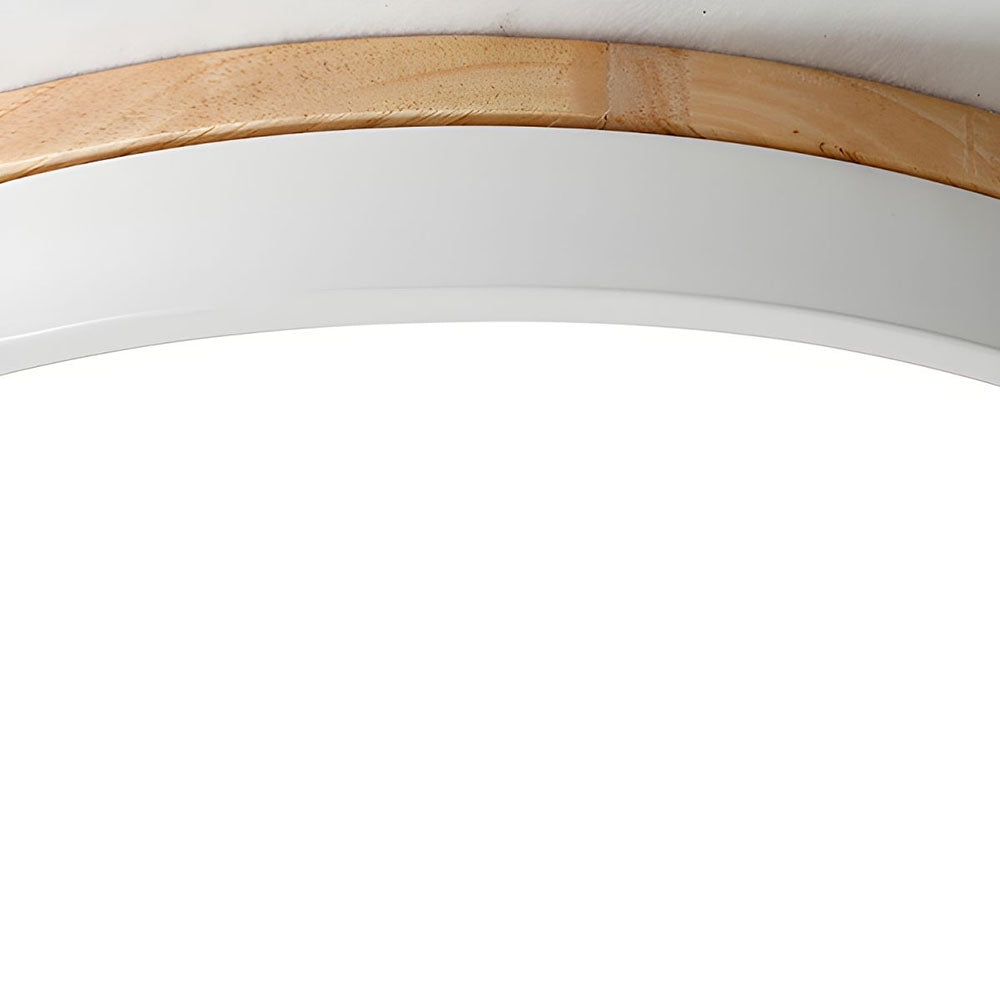Mosrugs | Wooden Round Shape Flush Ceiling Light | LED. Solid Wood & Iron for Living Room. Dining Room & Hallway