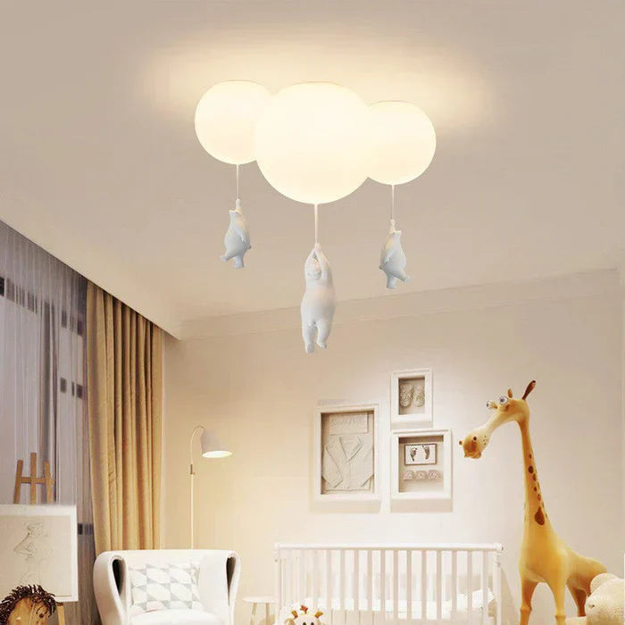 Mosrugs | CloudBear Kids Ceiling Light – Bear & Balloon LED Pendant Lamp for Nursery and Bedroom Decor