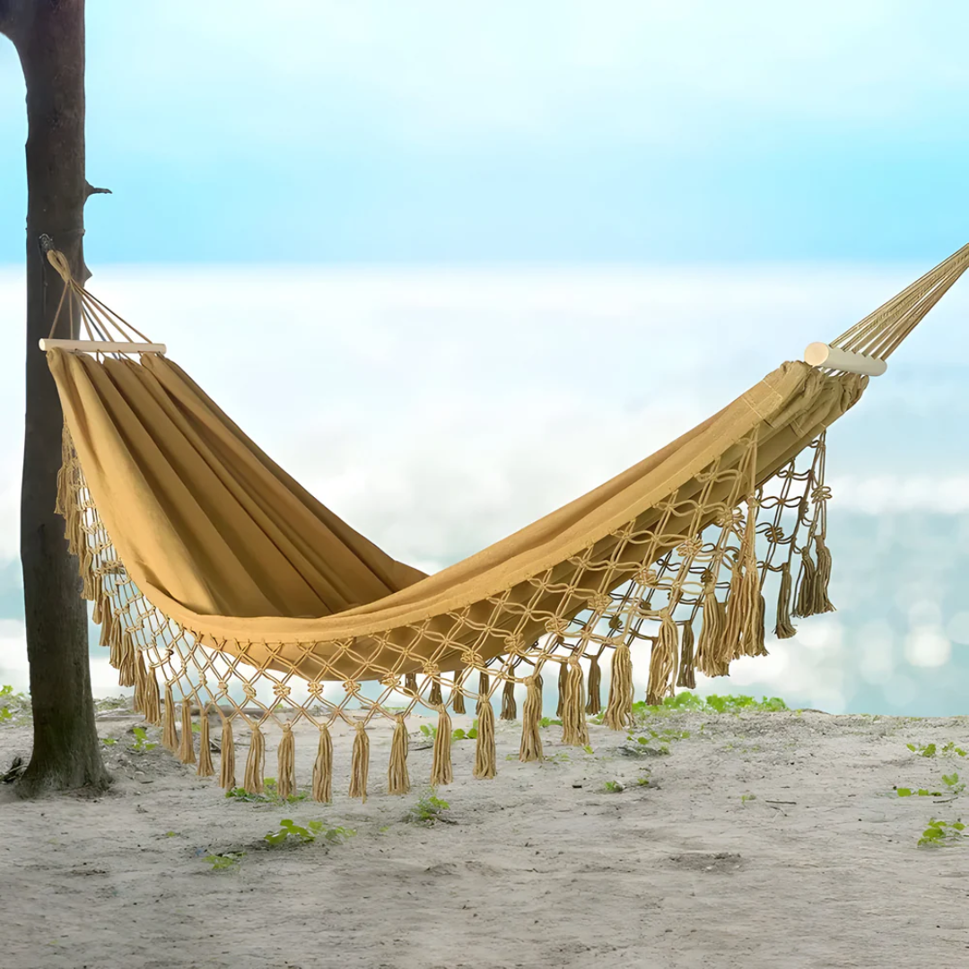 Mosrugs | Velri Premium Hammock with Wooden Spreader Bars – Indoor & Outdoor Comfort
