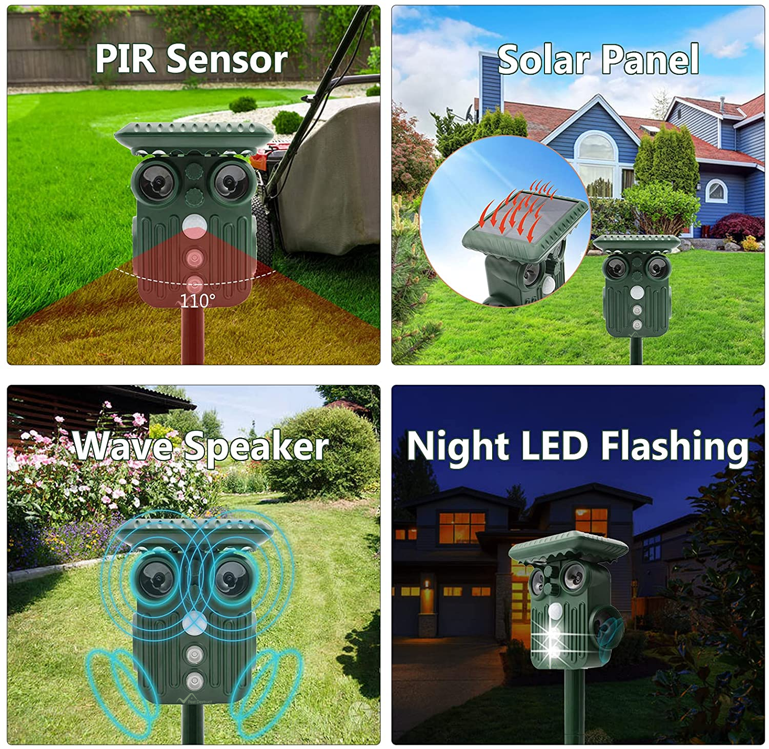 Mosrugs | Ultrasonic Solar Deer Repeller | 5 Adjustable Modes. Waterproof & Eco-Friendly for Home Gardens and Yards