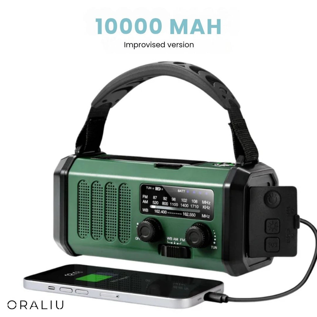 Mosrugs | Solar Emergency Radio with Power Bank – Hand Crank & LED Torch for Camping and Outdoor Use