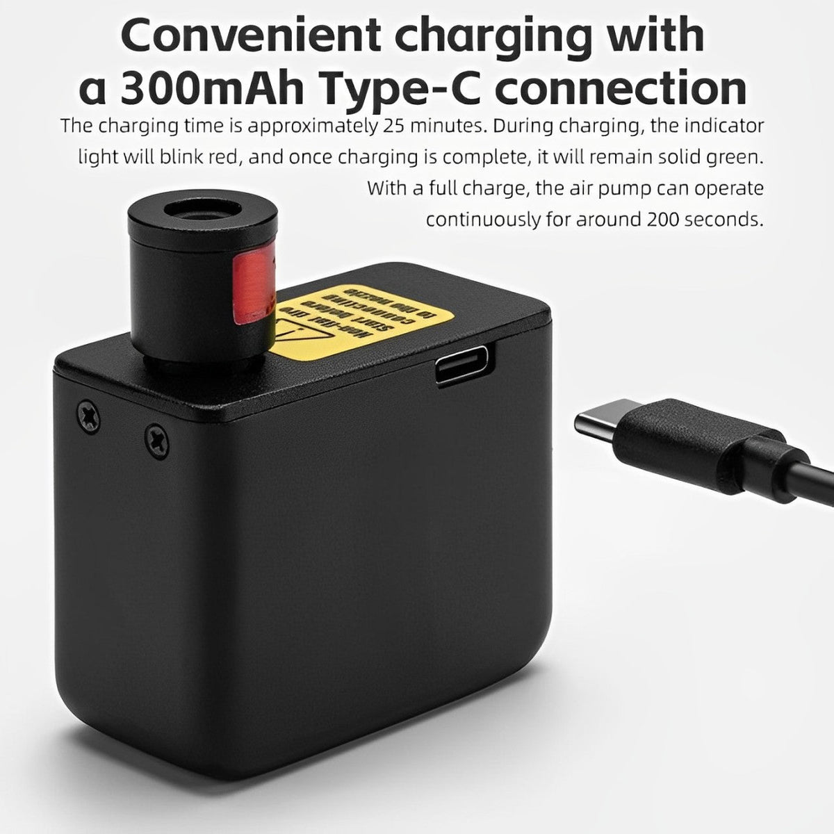 Mosrugs | Ultra-Compact Mini Electric Bicycle Pump with Type-C Rechargeable Battery – Fits Schrader & Presta Valves