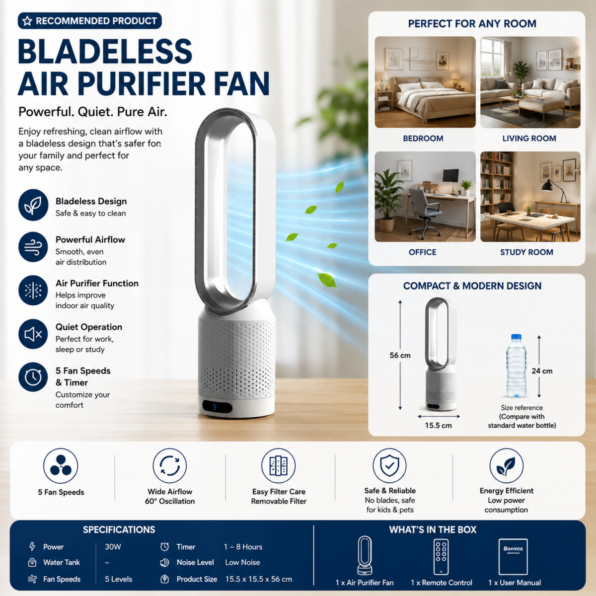 Mosrugs | AirPure Pro – 3-in-1 Air Cooler with UV Purification & Ioniser | 6L Portable Cooling Fan