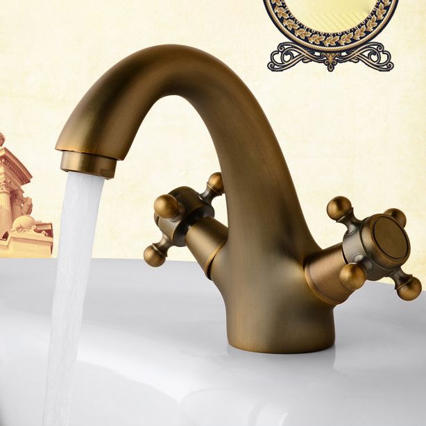 Mosrugs | Industrial Wide-Spread Bathroom Faucet with Dual Cross Handles – Brass Construction