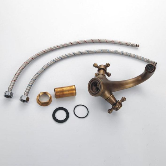 Mosrugs | Industrial Wide-Spread Bathroom Faucet with Dual Cross Handles – Brass Construction