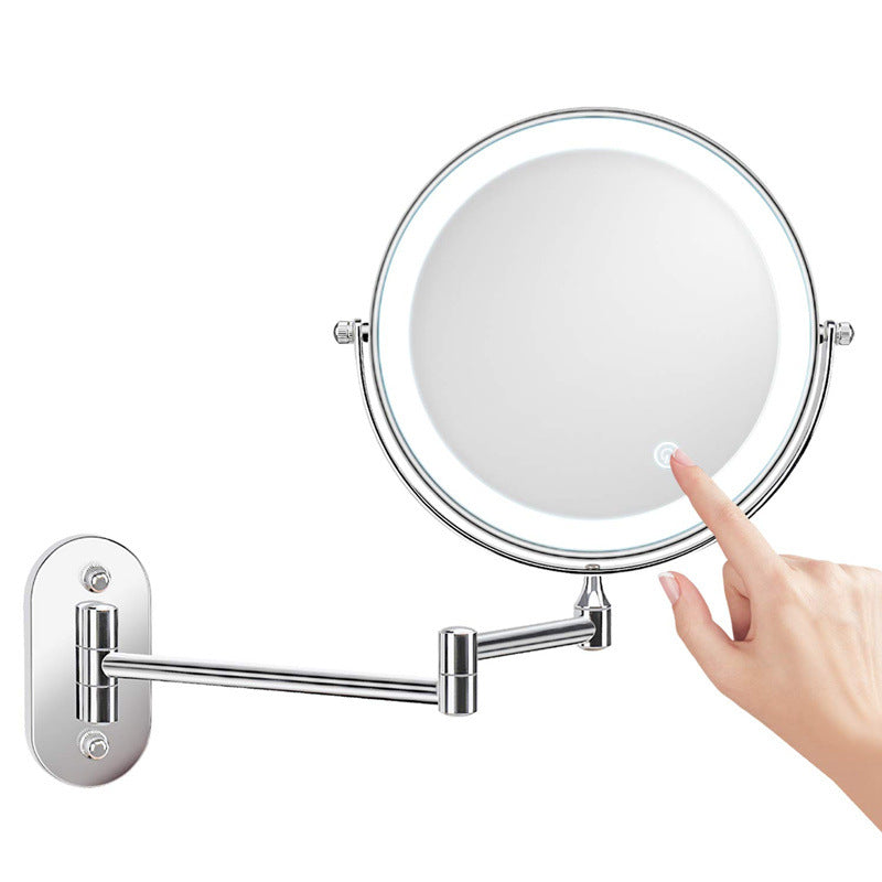 Mosrugs | Rechargeable Wall Mounted Shaving Mirror | 360° Rotation. 1X/10X Magnification & Adjustable LED Lighting for Bathroom Use