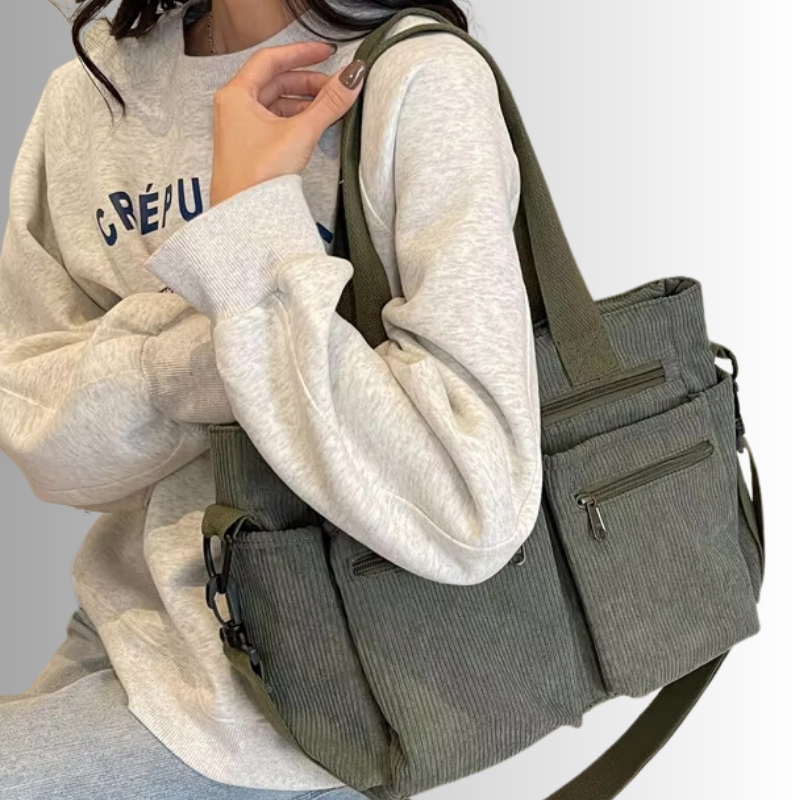 Mosrugs | Urban Cord Tote Stylish Corduroy Shoulder Bag – Spacious, Lightweight & Functional Everyday Tote
