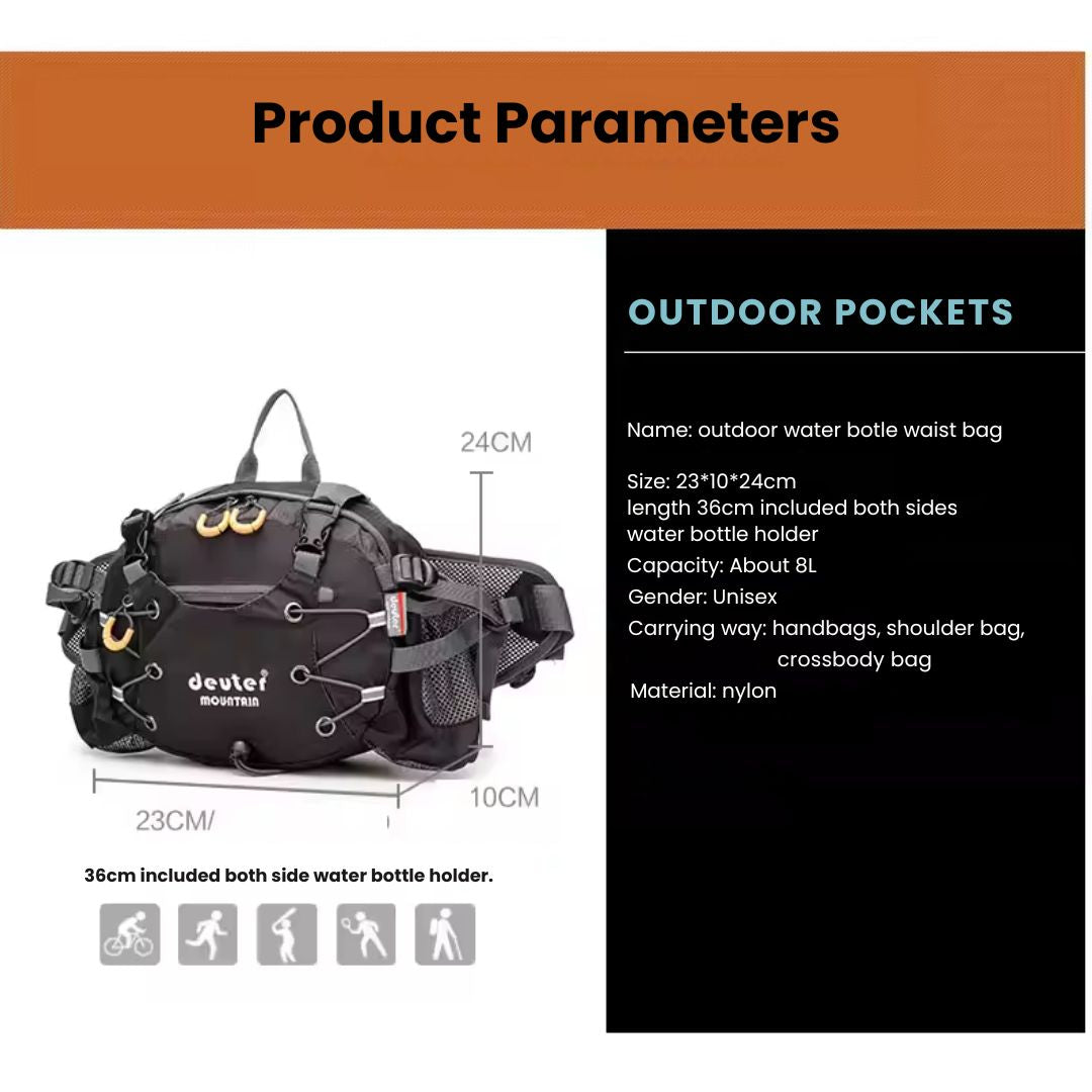 Mosrugs | Waterproof Hiking Waist Bag – 5L Bum Bag with Zippered Pockets for Walking & Outdoor Adventures