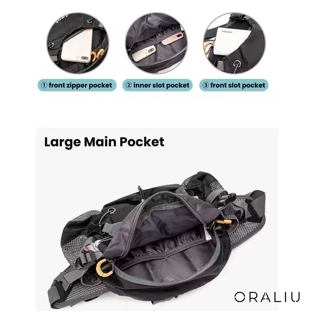 Mosrugs | Waterproof Hiking Waist Bag – 5L Bum Bag with Zippered Pockets for Walking & Outdoor Adventures