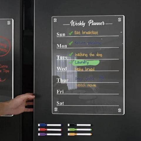 Mosrugs | Weekly Planner Magnetic Fridge Organizer | Vibrant Markers, Easy Wipe Clean & Ideal for Home Kitchen Management
