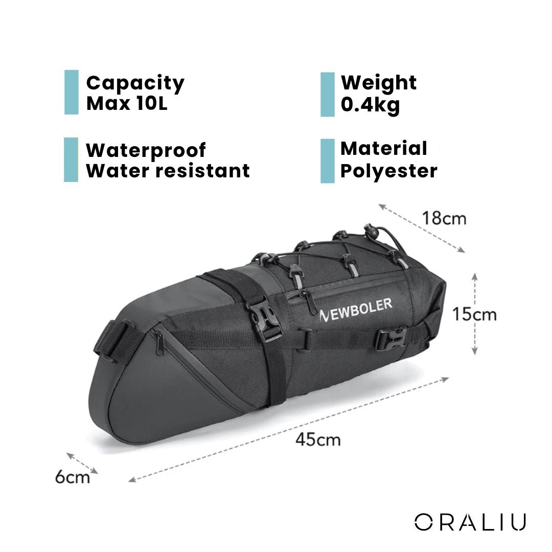 Mosrugs | Waterproof Bike Saddle Bag – 10L Capacity, Lightweight & Durable Cycling Seat Pack