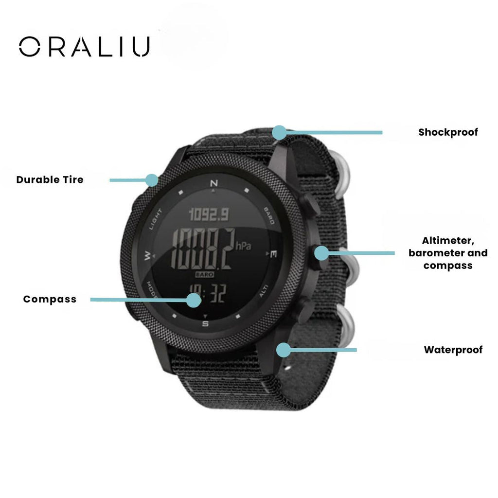 Mosrugs | Outdoor Sports Watch – Waterproof 50M, Barometer, Altimeter & Compass