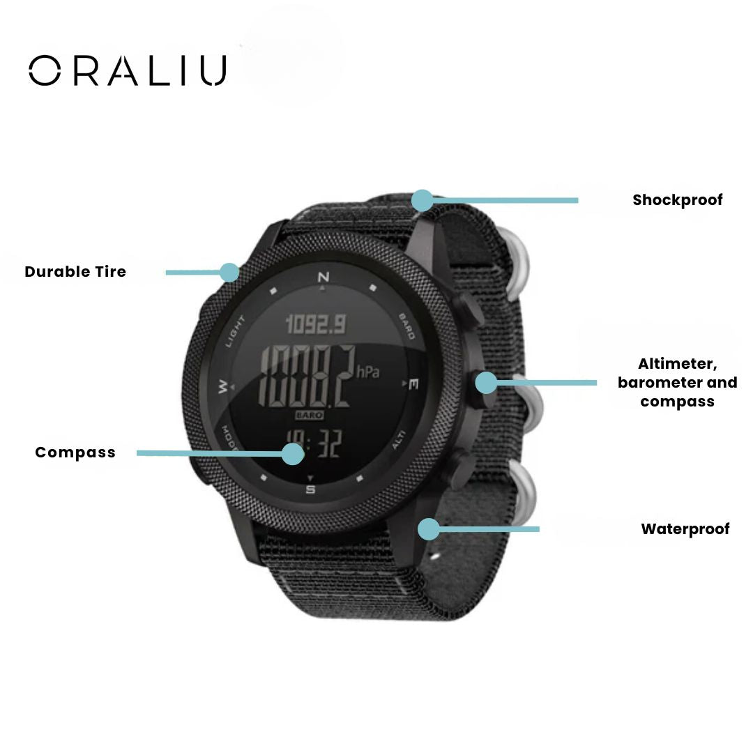 Mosrugs | Outdoor Sports Watch – Waterproof 50M, Barometer, Altimeter & Compass
