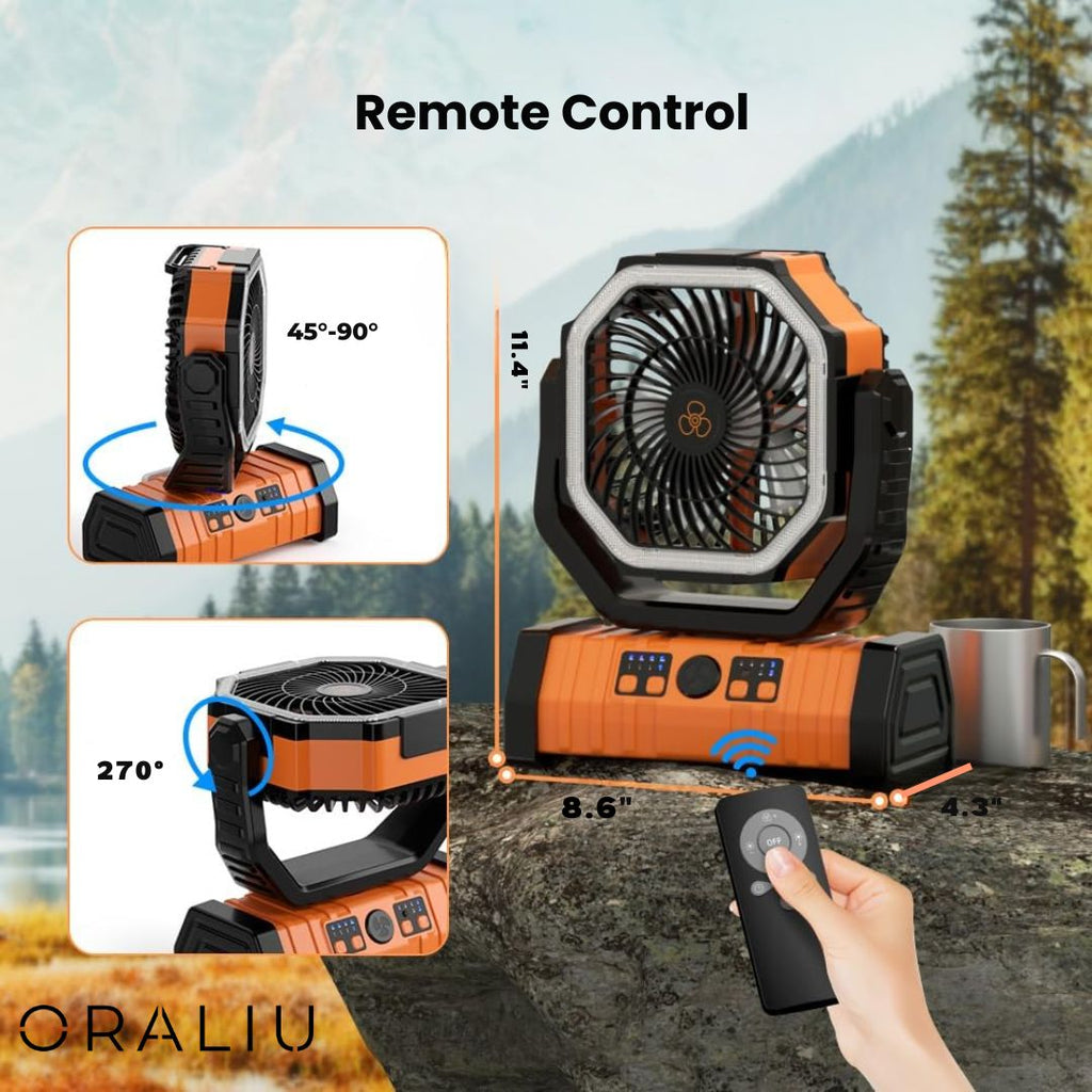Mosrugs | 3-in-1 Camping Fan with LED Light & 20000mAh Power Bank – USB Rechargeable & Wireless
