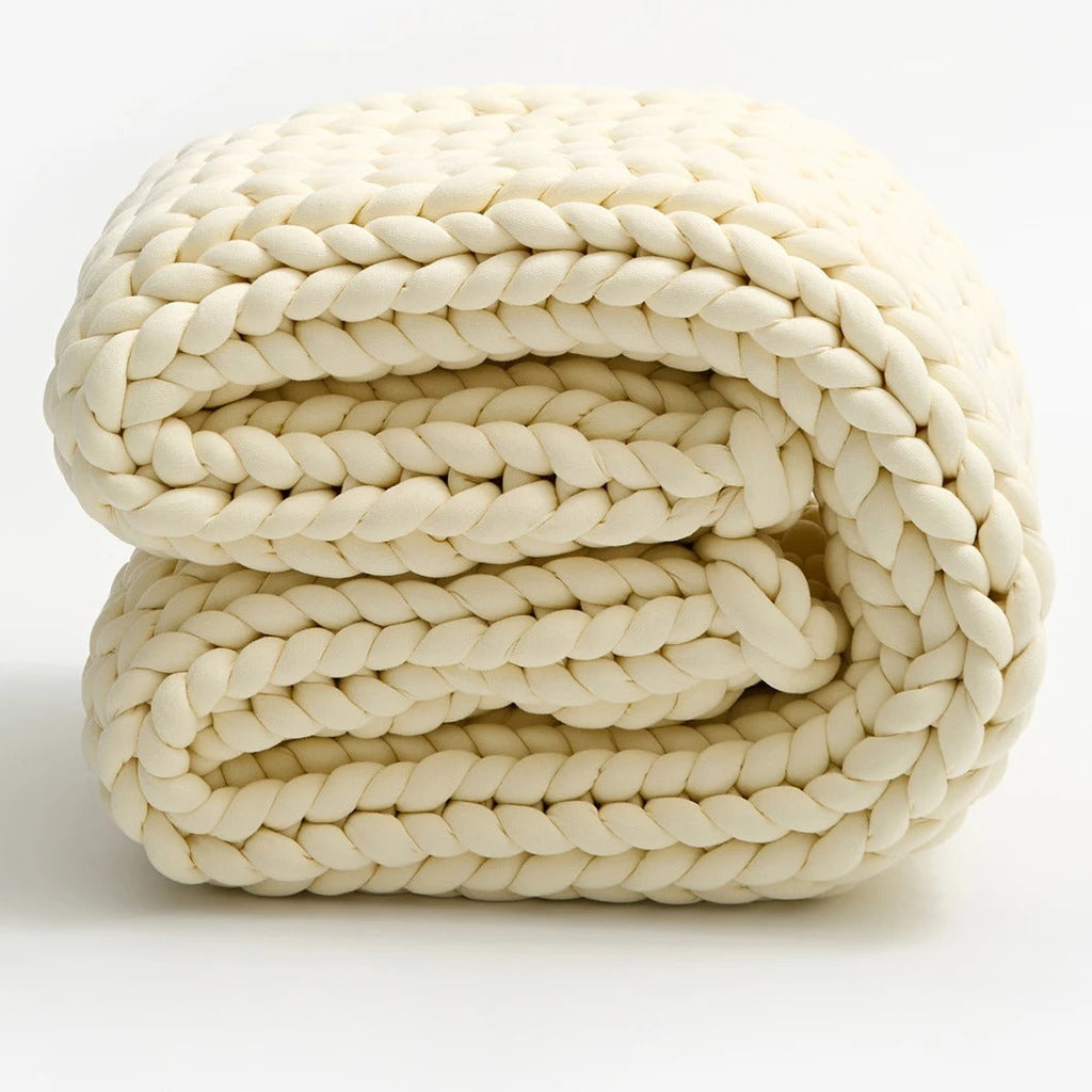 Mosrugs | Chunky Knit Handmade Weighted Throw – Ultra-Cozy & Stylish Blanket