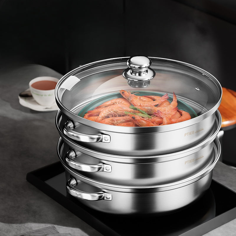 Mosrugs | NutriSteam | 3-Tier Stainless Steel Steamer – Healthy Cooking Made Easy