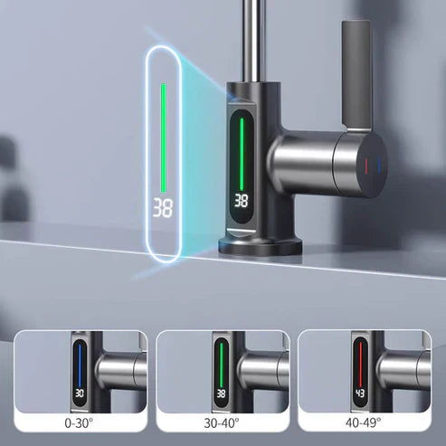 Mosrugs | WaterMaster Flexible LED Kitchen & Bathroom Faucet – 360° Swivel, Pull-Out Hose & 5 Spray Modes