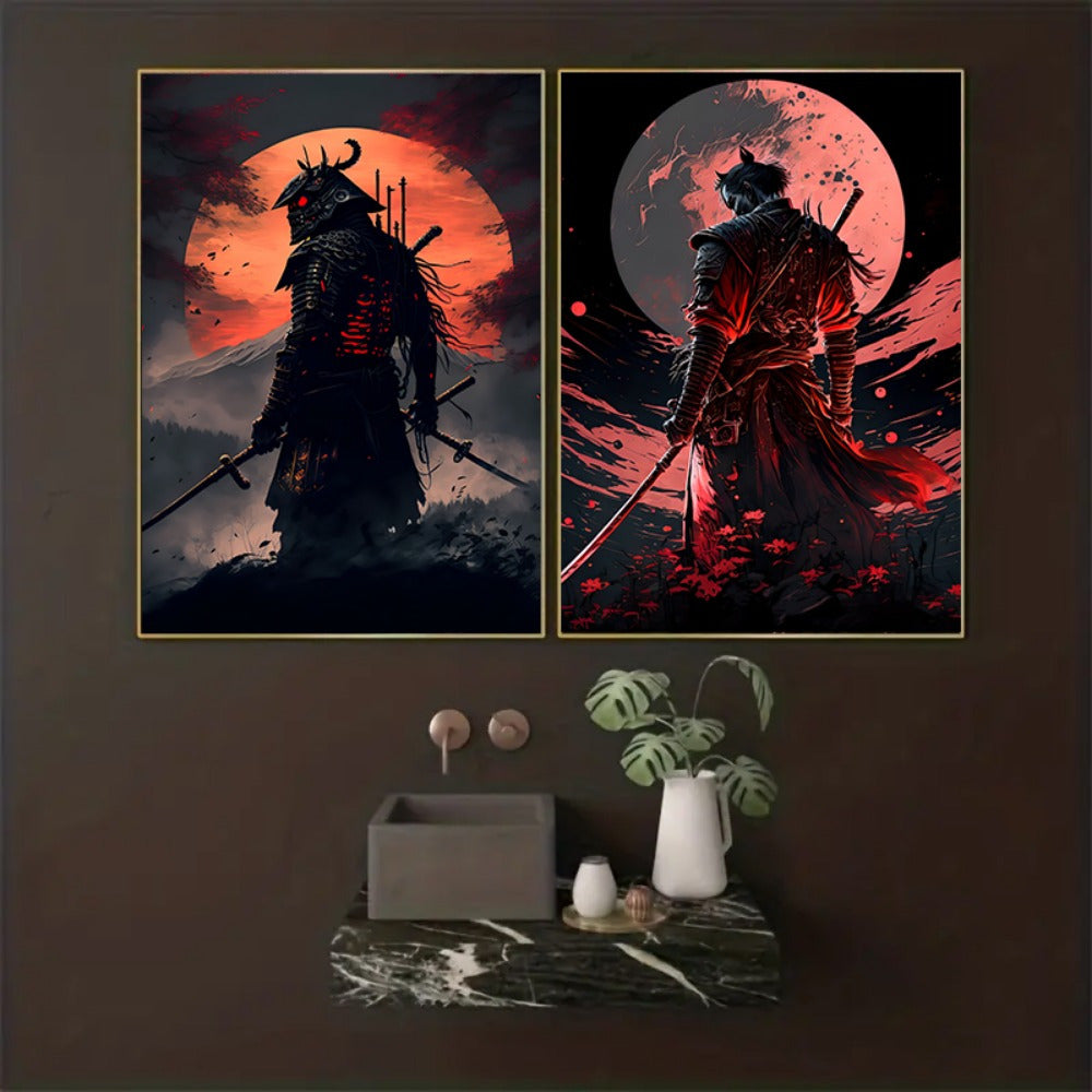 Mosrugs | BlossomBlade - Samurai Canvas Art with Cherry Blossoms