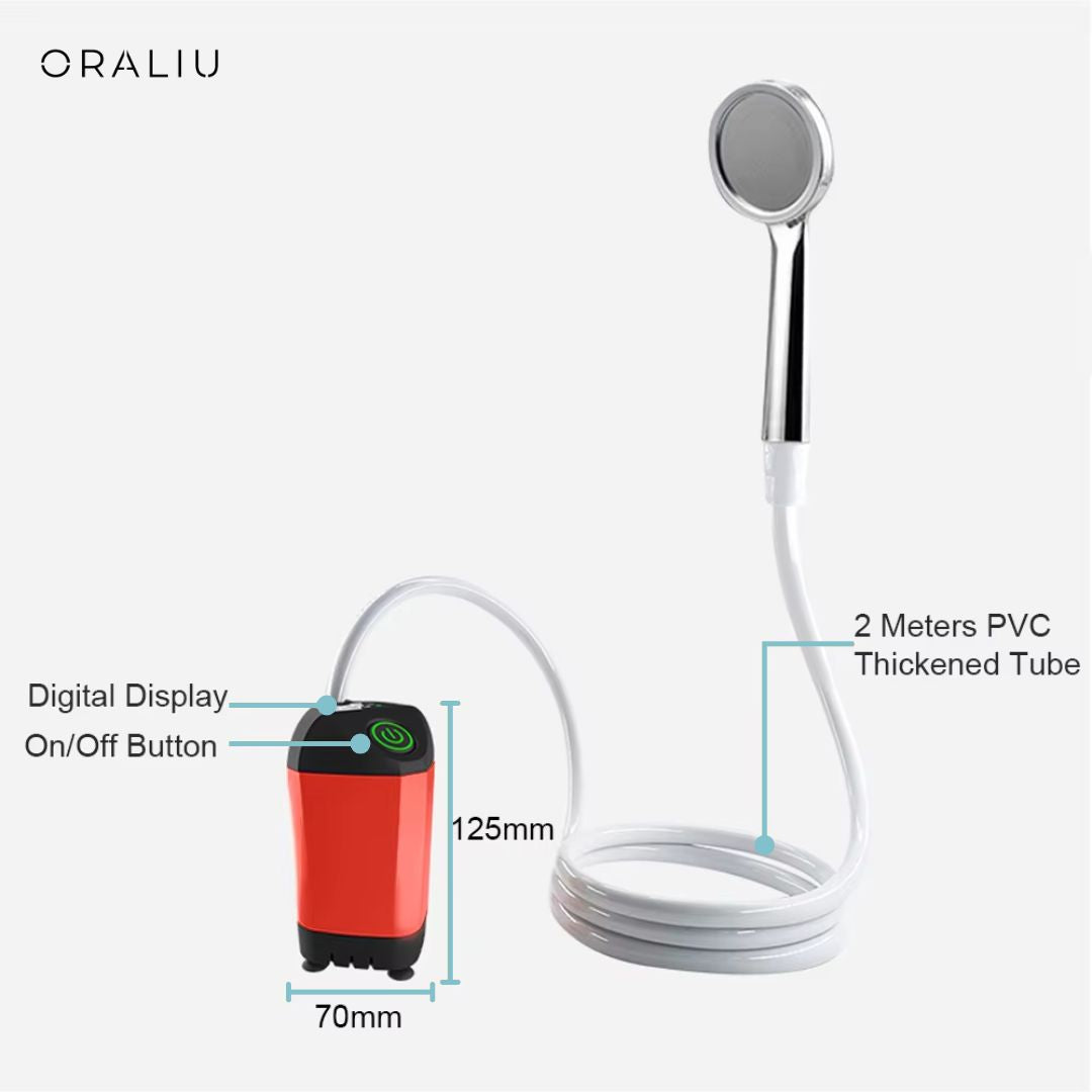 Mosrugs | Portable Camping Shower with Pump – USB Rechargeable, 4400mAh Battery, Compact & Easy Setup