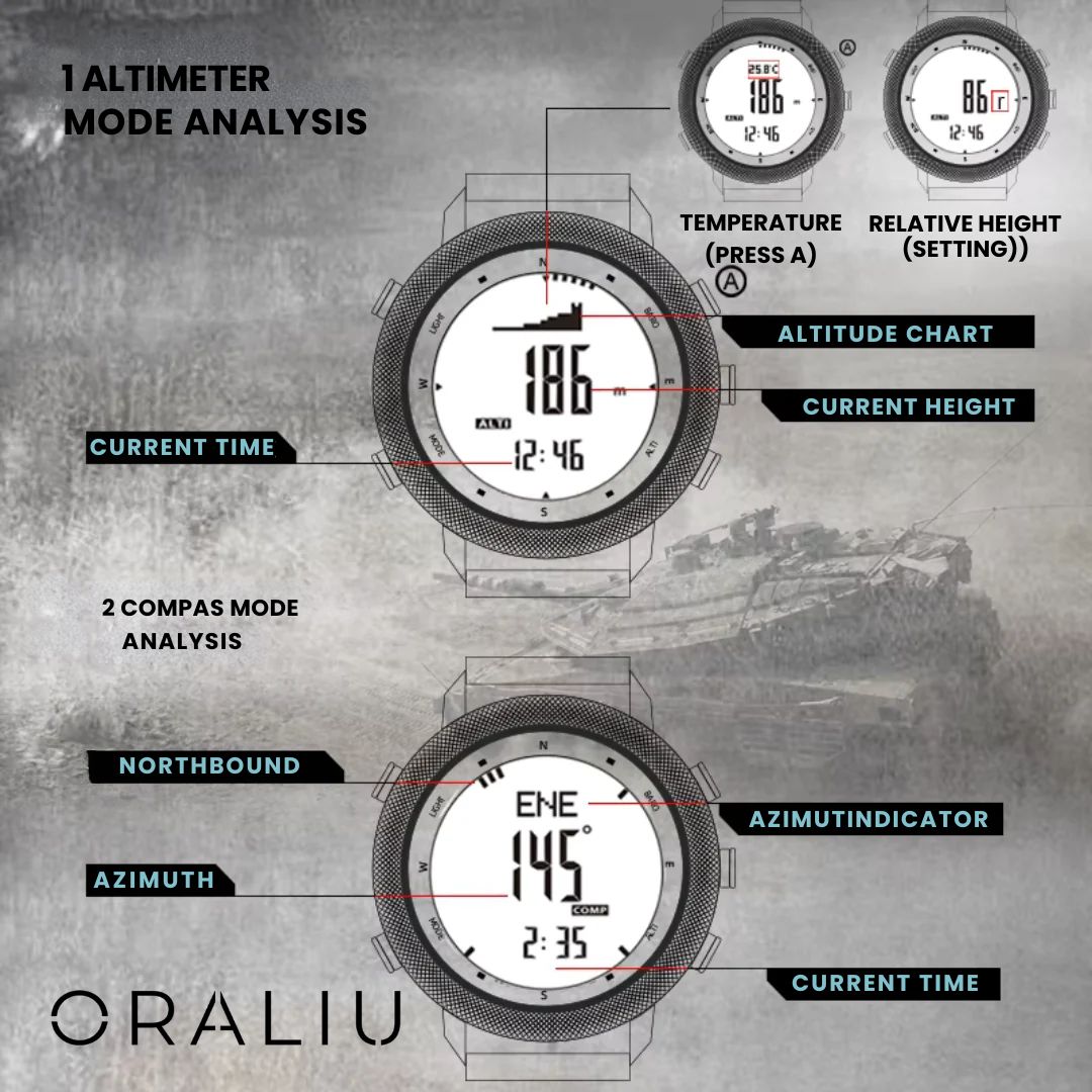 Mosrugs | Outdoor Sports Watch – Waterproof 50M, Barometer, Altimeter & Compass