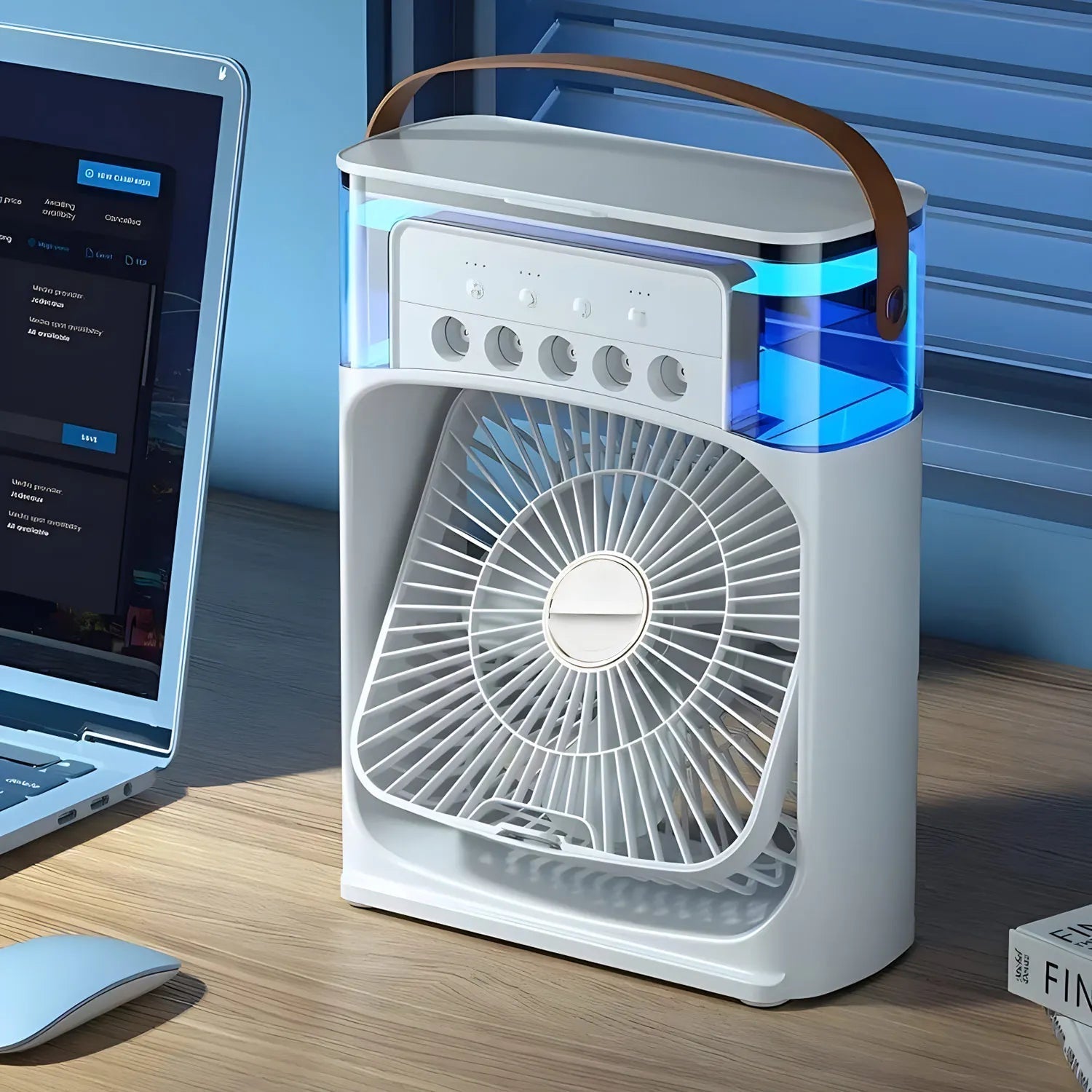 Mosrugs | 3-in-1 Air Cooler, Humidifier & Fan with LED Light – Portable USB Air Conditioner for Home & Office