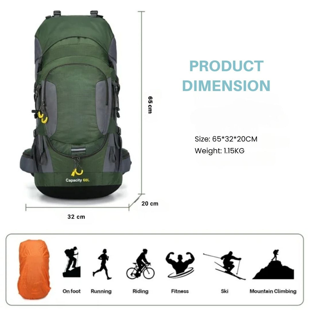 Mosrugs | 60L Waterproof Backpack – Ultimate Outdoor Backpack for All Adventures