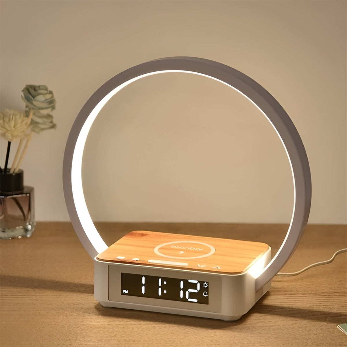 Mosrugs | GlowMax 3-in-1 LED Table Lamp – Wireless Charger, Alarm Clock & Touch Control