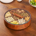 Mosrugs | BambooSpin – 9-Compartment Serving Tray with Rotating Lid | Premium Bamboo Snack Platter