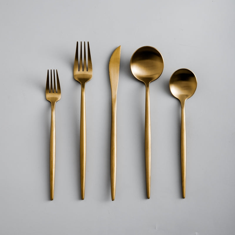 Mosrugs | Minimalist Flatware Set – 20-Piece Titanium-Coated Stainless Steel Cutlery | Modern Matte Finish for Elegant Dining