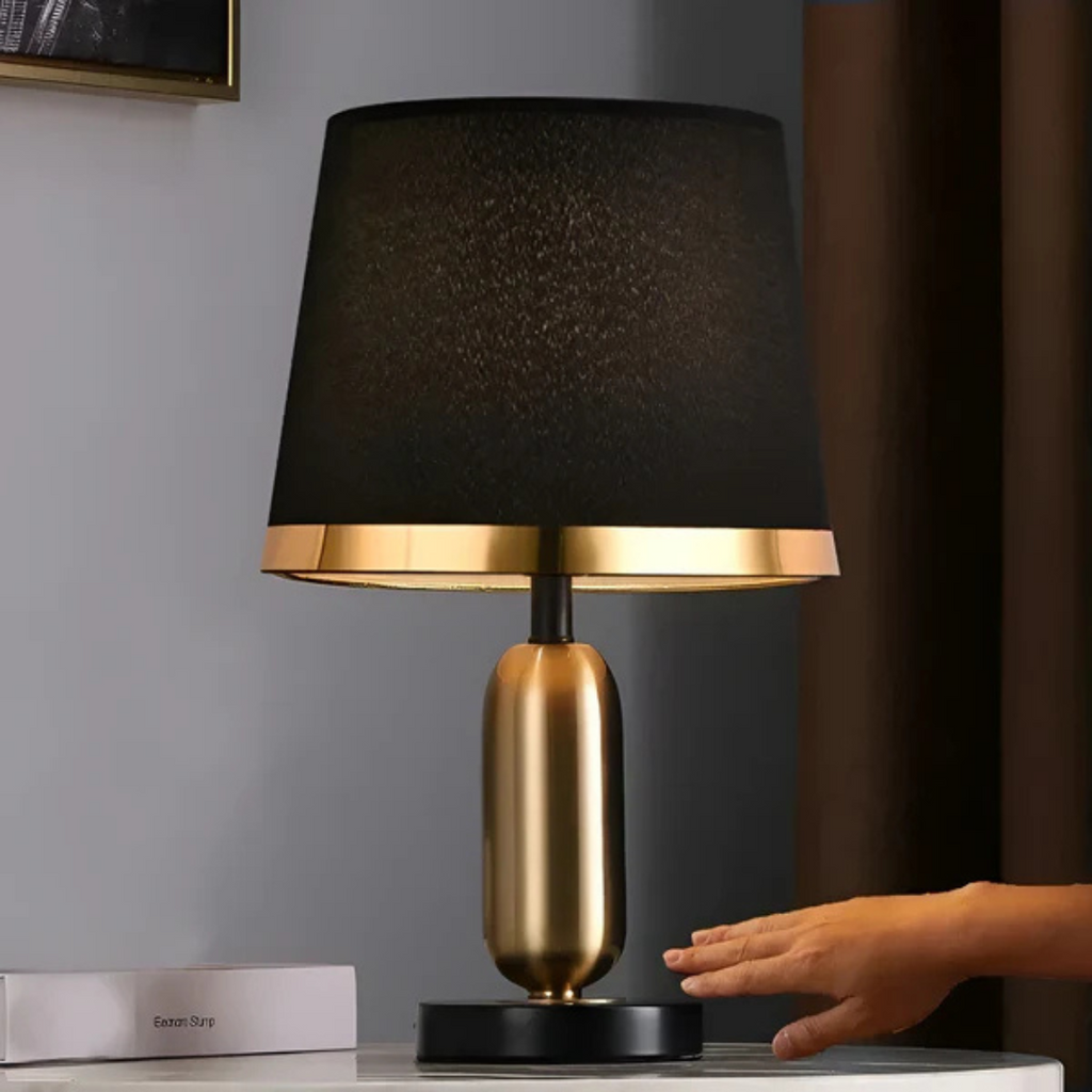 Mosrugs | Lumivara Modern Black Fabric Table Lamp – Elegant Home Lighting