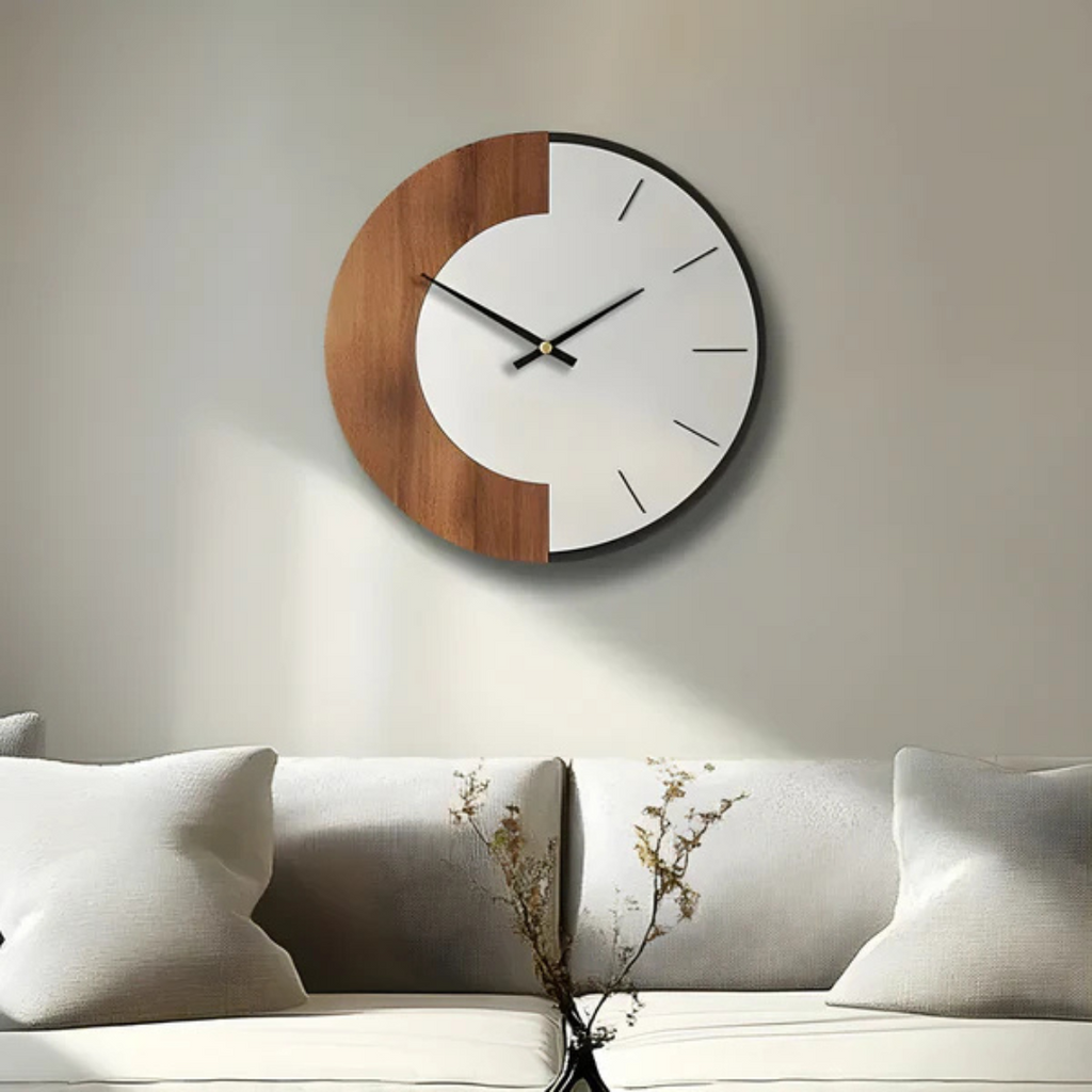 Mosrugs | Oud – Large Wooden Wall Clock | Silent Modern Home Décor