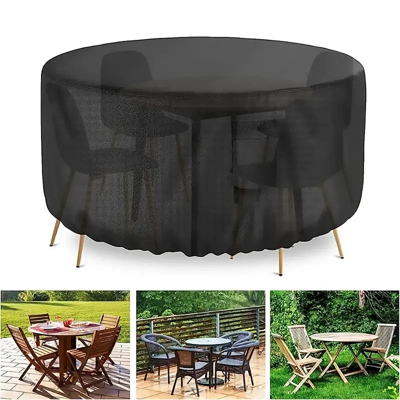 Mosrugs | Round Waterproof Garden Furniture Cover | Heavy-Duty, UV-Resistant & Adjustable for Outdoor Tables and Chairs