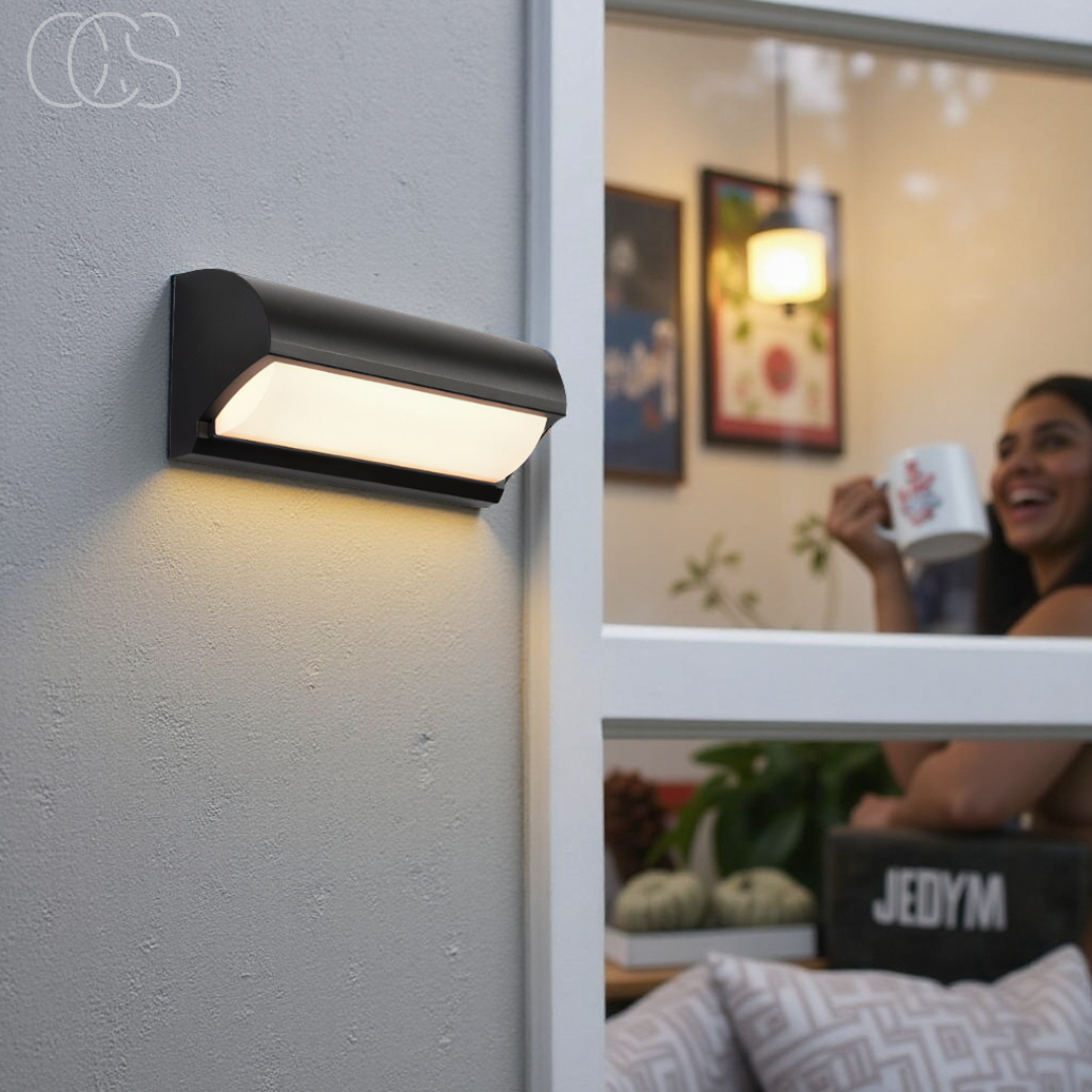 Mosrugs | Modern Black Outdoor LED Wall Light – Weatherproof Warm Lighting for Garden, Patio & Entryways