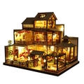 Mosrugs | Large Realistic Wooden Dollhouse with LED Lights | DIY Miniature Playhouse