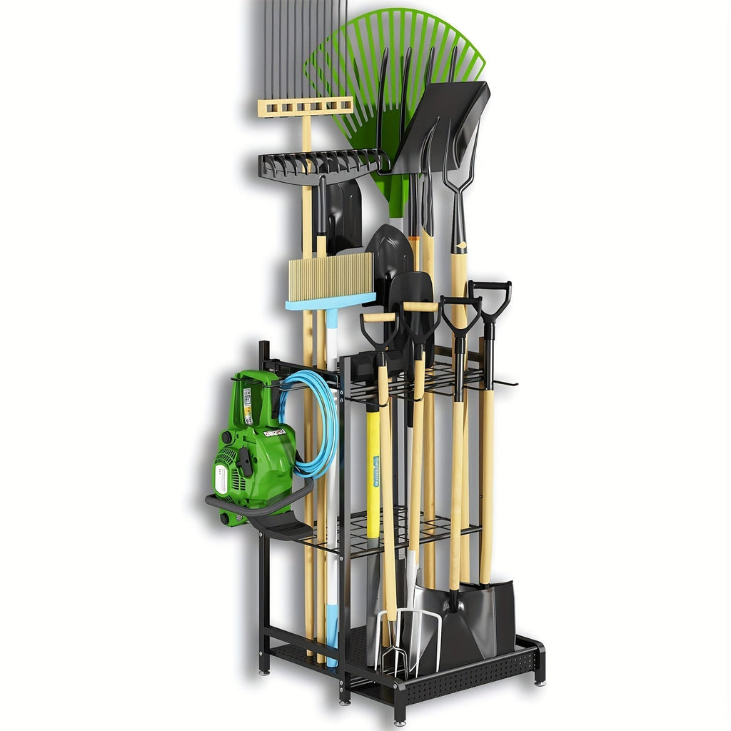 Mosrugs | Heavy-Duty Black Metal Garden Rack – Durable Outdoor Tool & Hose Storage Organiser