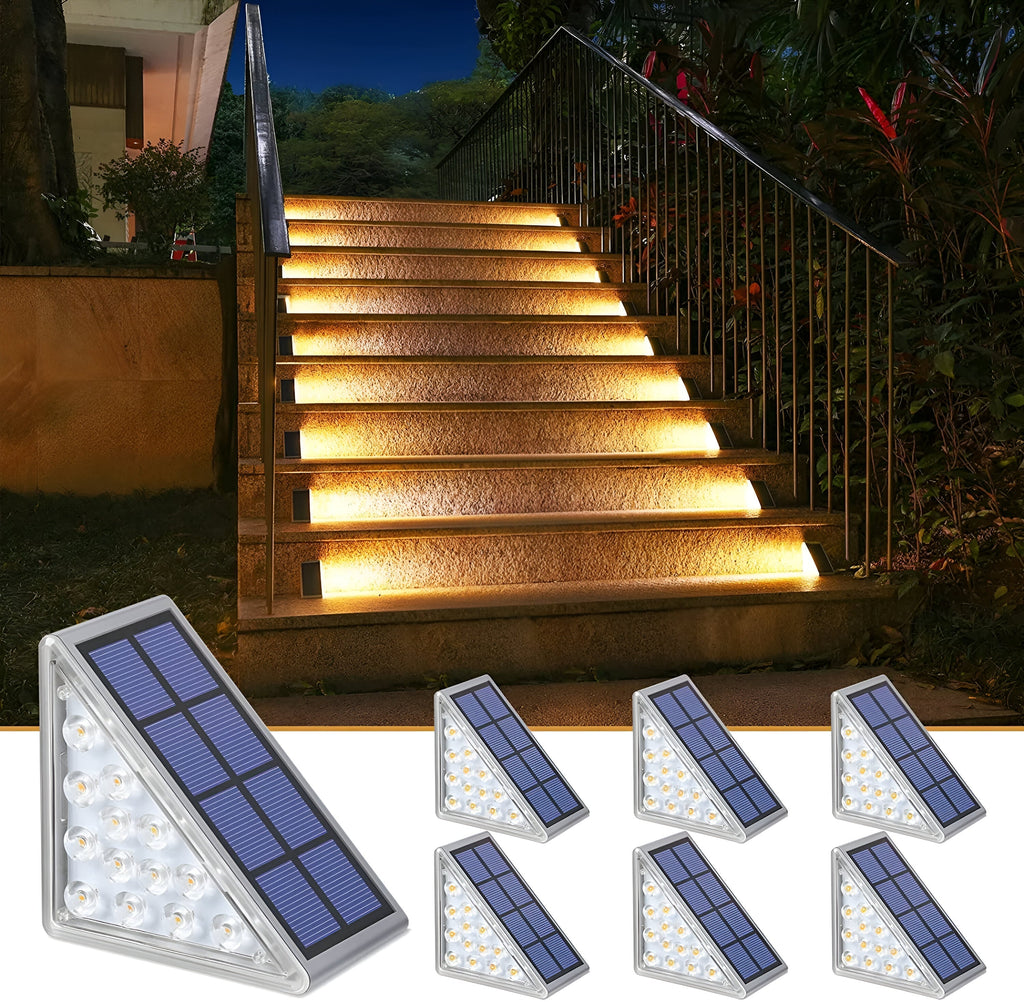 Mosrugs | 2-Pack Triangular Solar Step Lights – IP67 Waterproof LED Outdoor Garden Lights