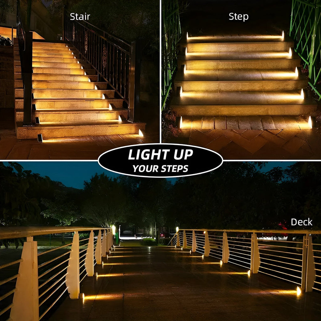 Mosrugs | 2-Pack Triangular Solar Step Lights – IP67 Waterproof LED Outdoor Garden Lights
