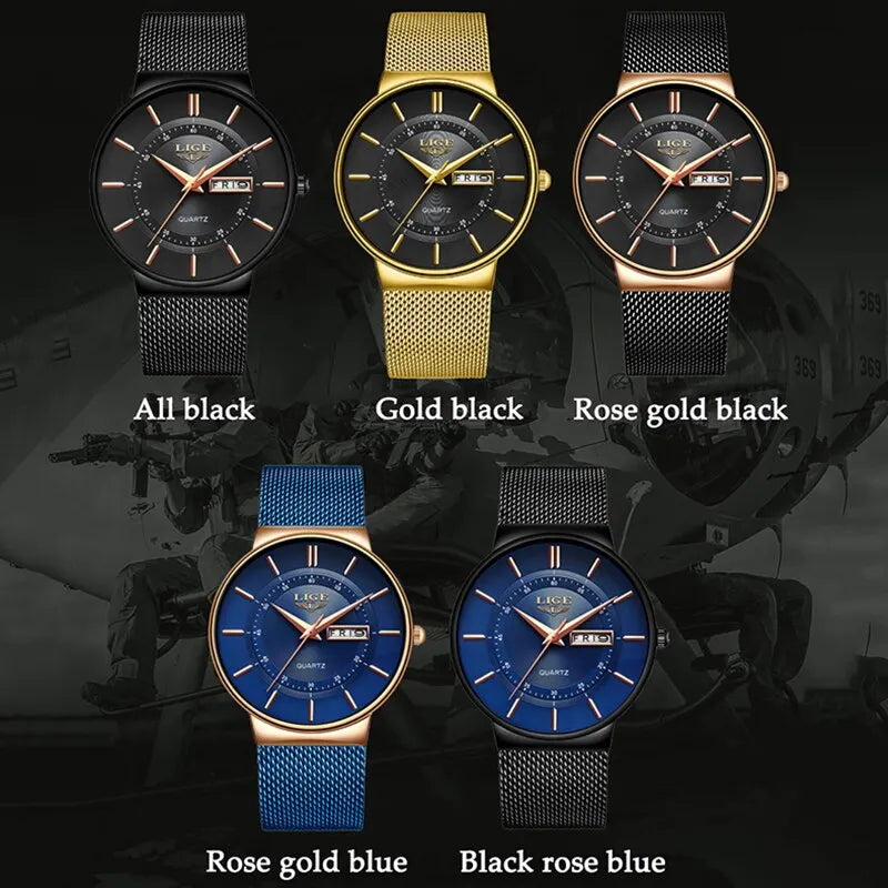 Mosrugs | Luxury Men’s Ultra-Thin Waterproof Stainless Steel Quartz Watch – Elegant Date Display Sports Wristwatch