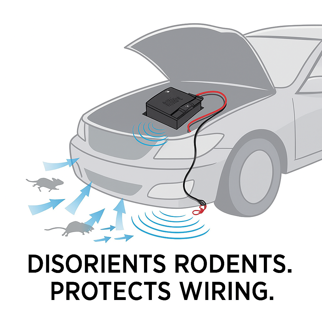 Mosrugs | Ultrasonic Car Mice Repeller | Portable. Self-Powered & Effective for Vehicle Protection Against Rodents