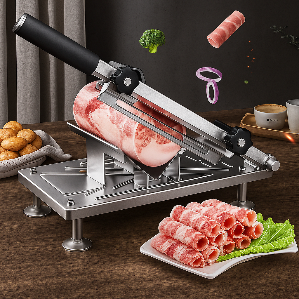 Mosrugs | SlicePro – Stainless Steel Food Slicer for Home Use | Adjustable Thickness | Precision Cutting