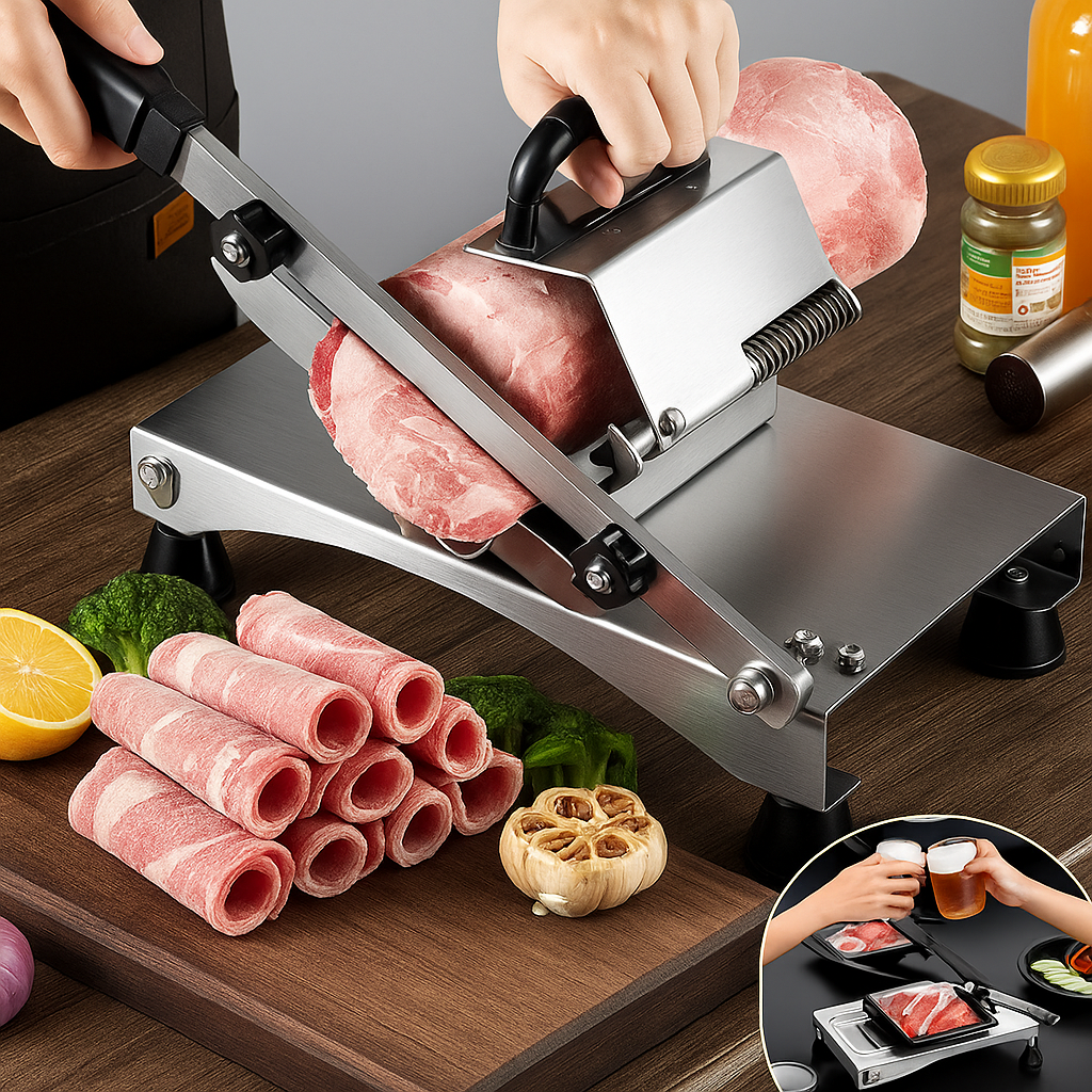 Mosrugs | SlicePro – Stainless Steel Food Slicer for Home Use | Adjustable Thickness | Precision Cutting