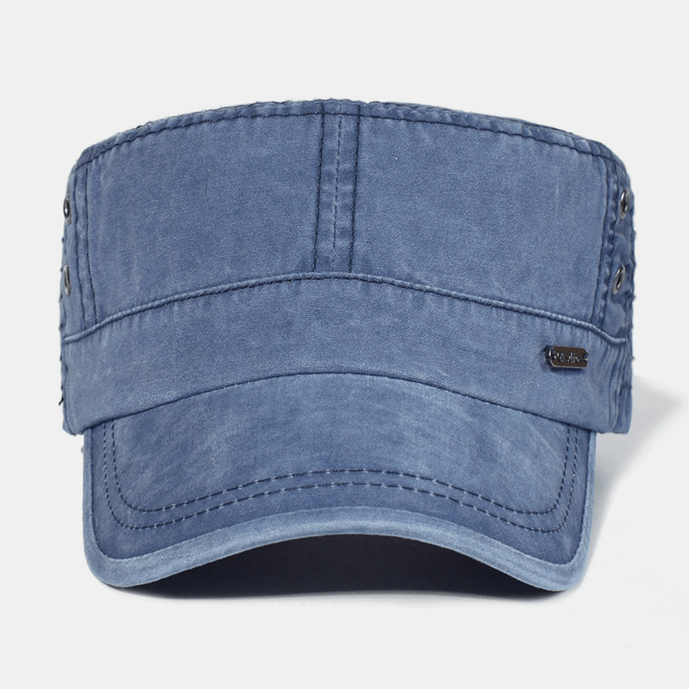 Mosrugs | Adjustable Washed Cotton Military Flat Cap for Men – Classic Army Style Hat